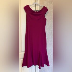 Adrianna Papell Pink One Shoulder Sheath Midi Dress